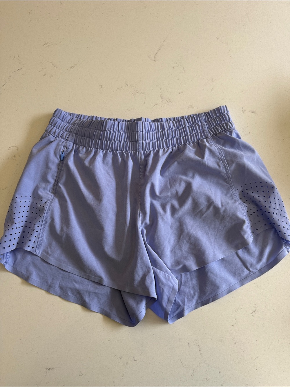 Athleta Light Lavender Athletic Shorts with Perforated Side Panels